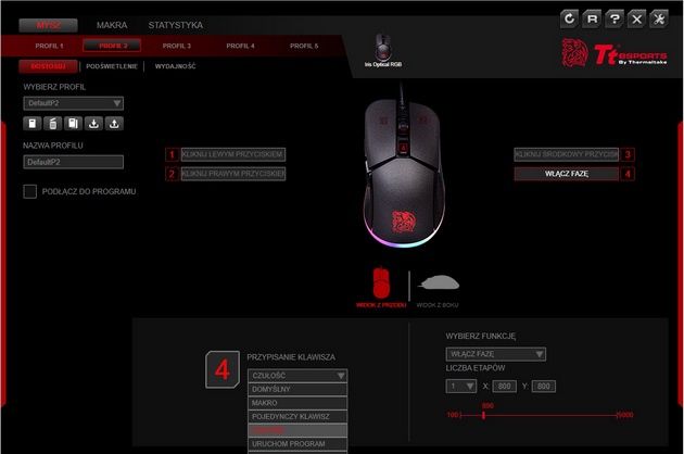 Tt esports IRIS Optical RGB - ustawienia funkcji klawiszy myszki