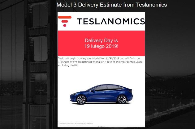 Tesla Model 3 dostawa