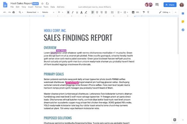 Google Docs MS Office screen