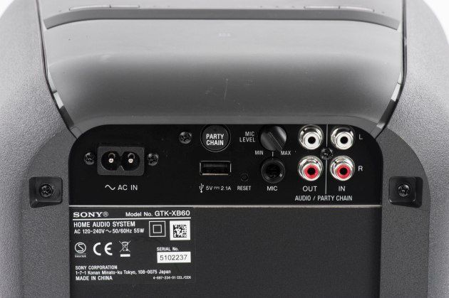 Sony GTK-XB60 złącza