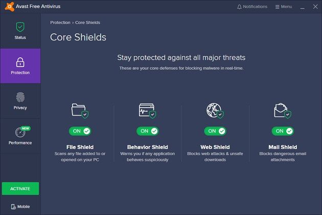 Avast screen