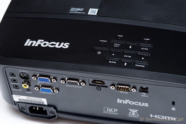 InFocus IN119HDx przyciski obudowa, tylna ścianka
