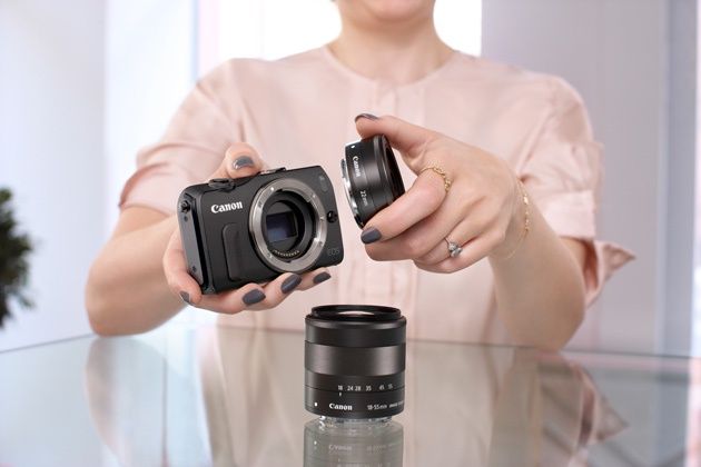 Canon EOS M widok aparat obiektywy