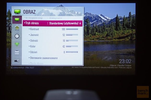 LG PF1500G test menu obraz