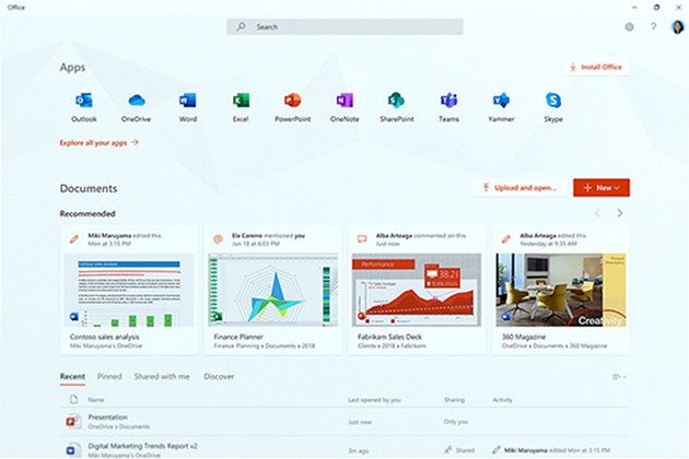 Office app screen