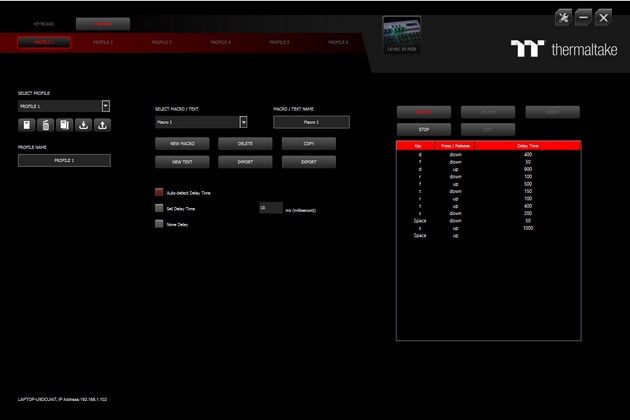 Thermaltake Level 20 RGB Titanium - tworzenie makr