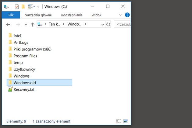 Oczyszczanie dysku po aktualizacji Windows 10