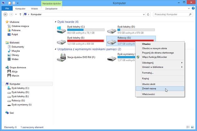Windows 8 - tablica partycji