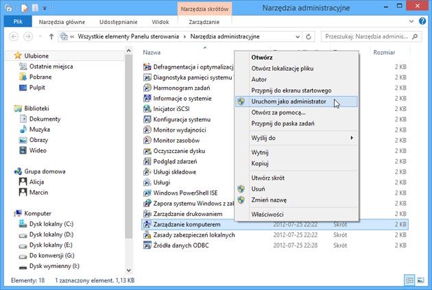 Windows 8 - tablica partycji
