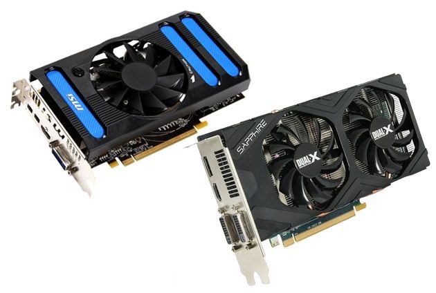 Z lewej: MSI Radeon 7850 1 GB; po prawej Sapphire Radeon 7850 2 GB