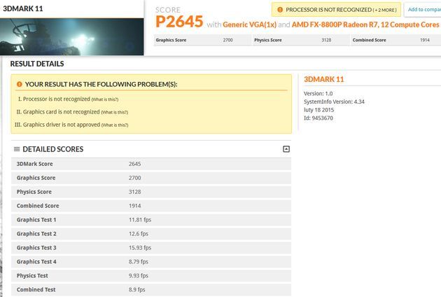 AMD FX-8800P - wydajność procesora w 3DMark 11