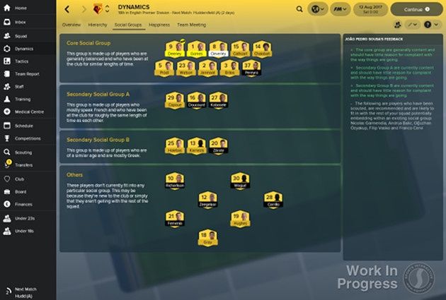 Football Manager 2018 screen dynamika