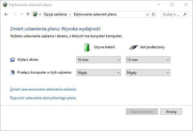Plany zasilania w systemie Windows