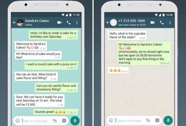 WhatsApp Business screen