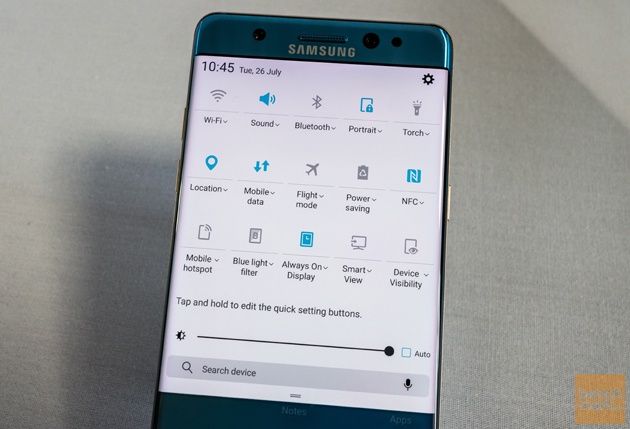 Samsung Galaxy Note 7 menu podręczne konfiguracja