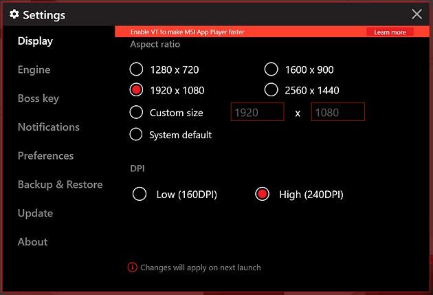 MSI App Player - konfiguracja