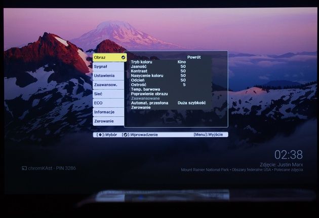 Epson EB-U32 menu główne