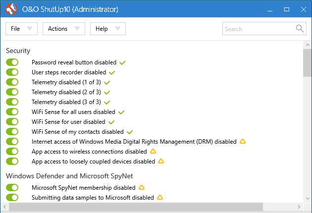 ShutUp10: proste wyłączanie niechcianych funkcji w Windows 10