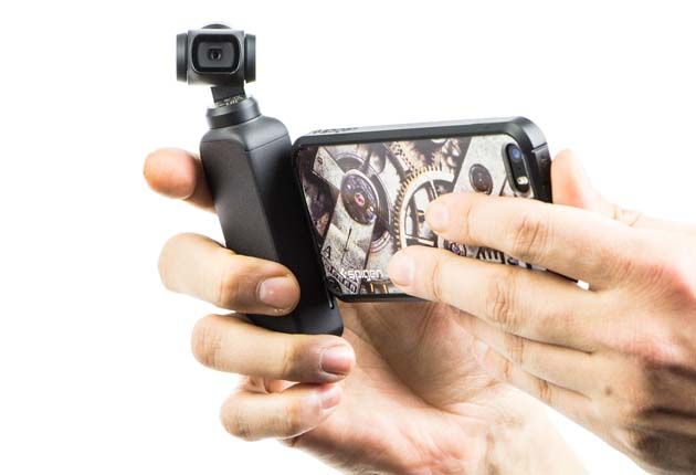 Dji Osmo Pocket - z podłączonym iPhone SE