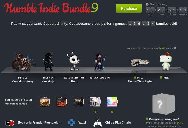 humble indie bundle 9 gry fez trine 2 mark of the ninja eets minchies brutal legend ftl