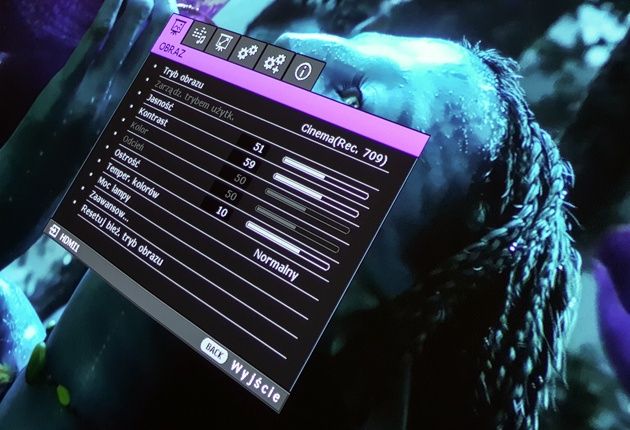 BenQ W2000 menu zaawansowane