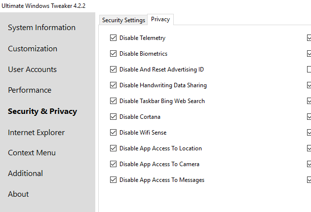 Ultimate Windows Tweaker 4.2.2 - Windows 10 tweaker