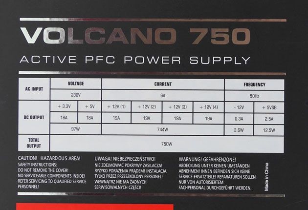 Modecom Volcano 750 - tabliczka znamienowa