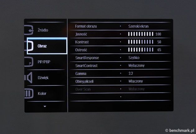 Recenzja Philips BDM4065 menu OSD