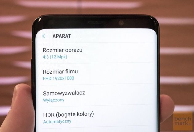 Samsung Galaxy S9+ menu aparatu