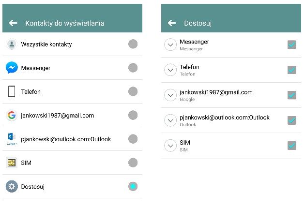 Facebook kontakty na Androidzie