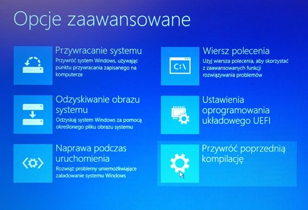 Windows 10 - przywróć poprzednią kompilację