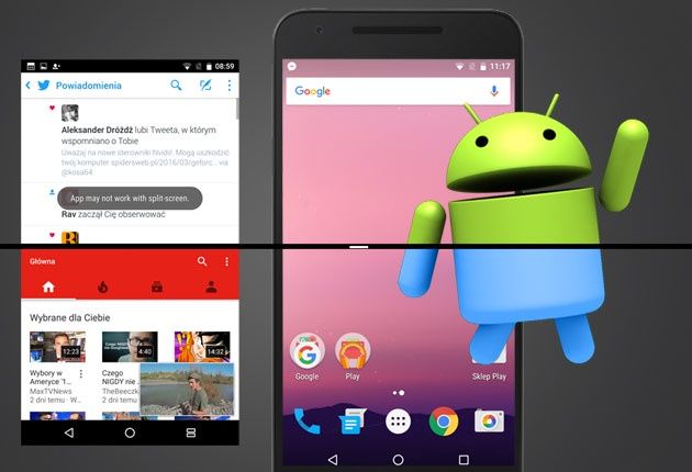 Android N dzieli ekran na pół
