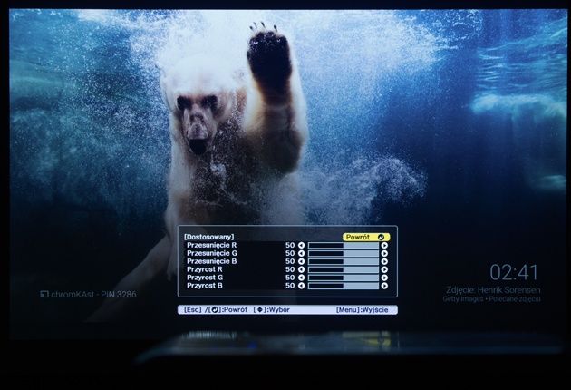 Epson EB-U32 menu główne kolory