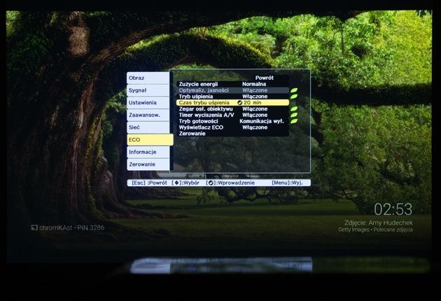 Epson EB-U32 menu główne Eco