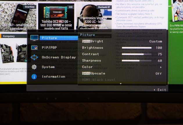 Samsung C49J890DKUX menu OSD