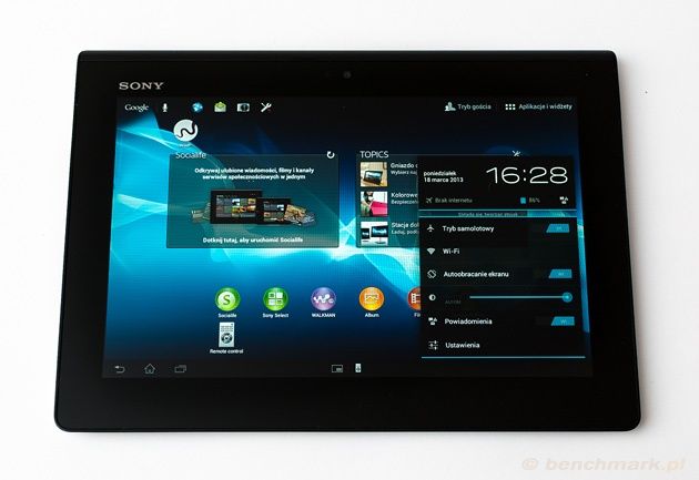 Sony Xperia S tablet jasność ekranu