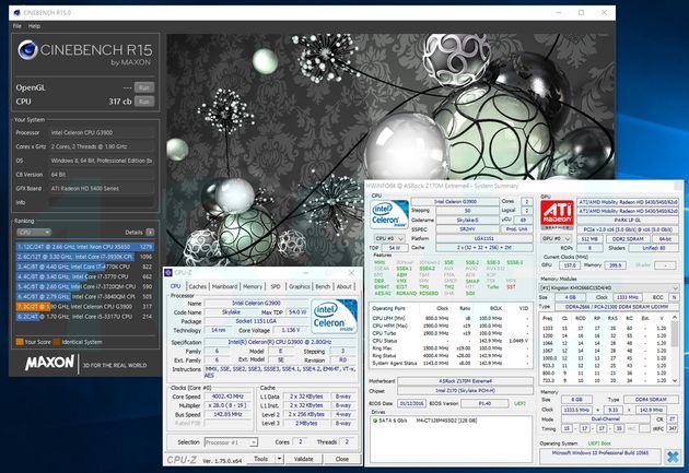 Intel Celeron G3900 - wydajność w Cinebench R15