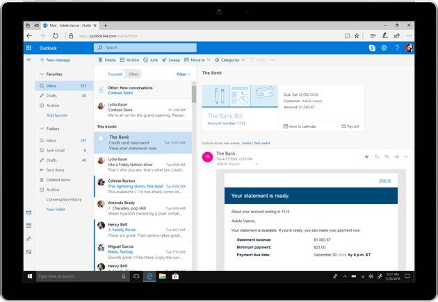 Outlook płatność