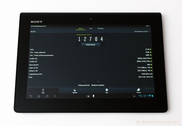 Sony Xperia S tablet benchmarki