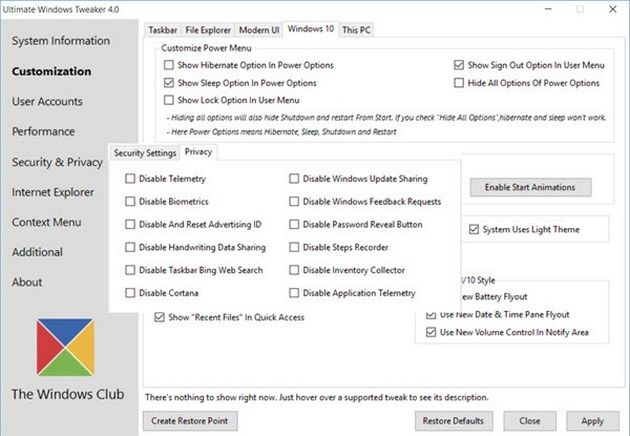 Ultimate Windows Tweaker 4.0