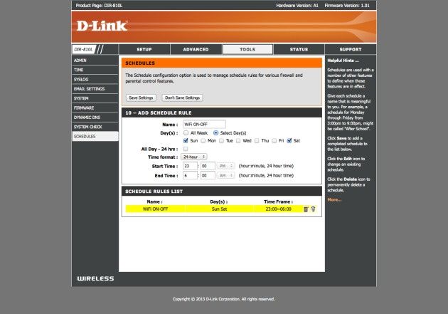 D-Link DIR-810L settings