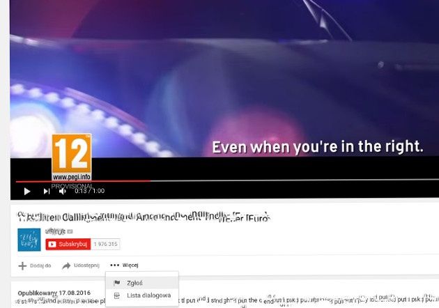 YouTube zgłoś