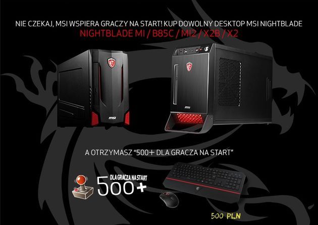 MSI 500+ dla gracza na start - promocja