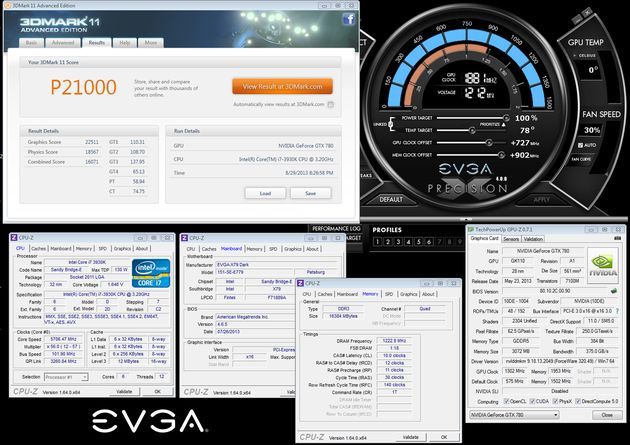 EVGA GeForce GTX 780 Classified podkręcanie k|ngp|n 3DMark 11 wynik