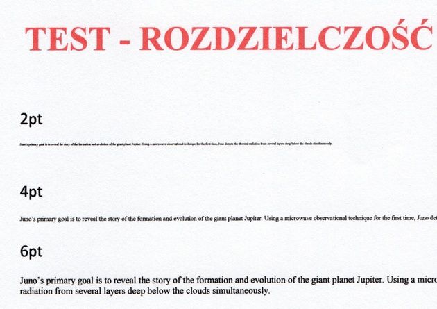 Tekst wysoka jakość druku