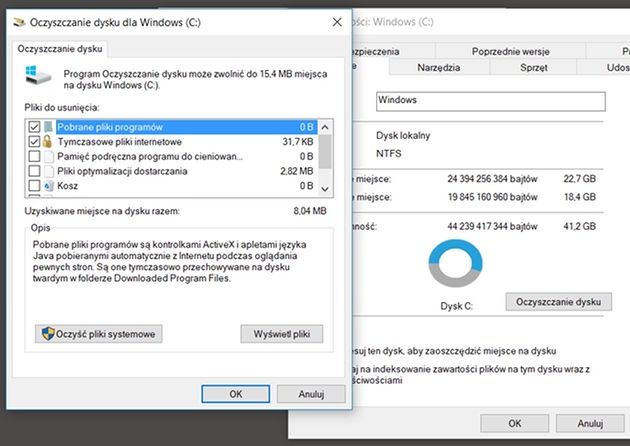 Windows 10 - Oczyszczanie dysku: Oczyść pliki systemowe