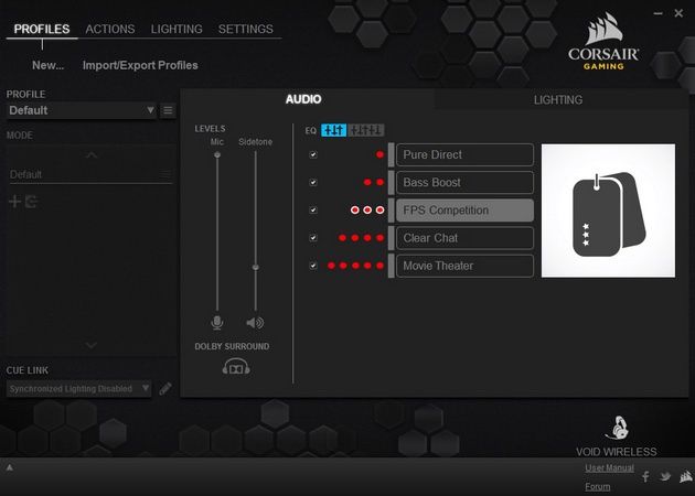 Corsair Void RGB Wireless - oprogramowanie Corsair Utility Engine