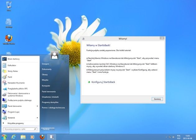 dopasowanie ustawień w programie StartIsBack