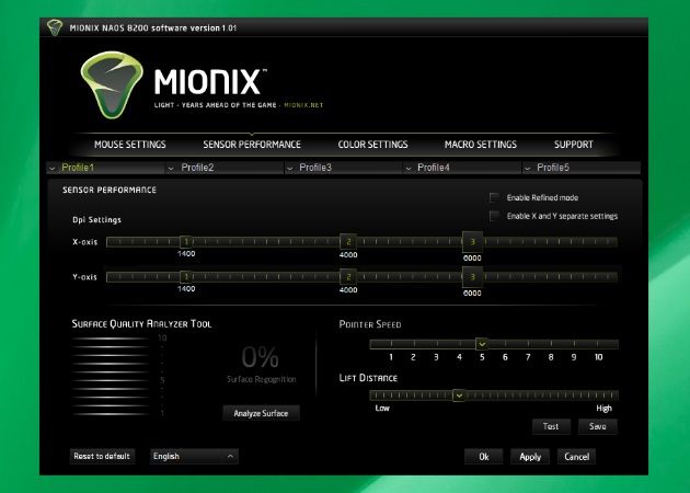 Mionix NAOS 8200 software