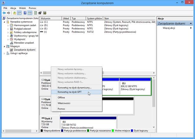 Windows 8 - tablica partycji
